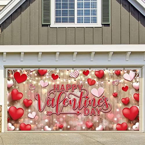 Мукерен Среќен Денот На Вљубените Гаража Врата Банер Покритие 6 х 13 стапки Денот На Вљубените Позадини Украси Голем Денот На
