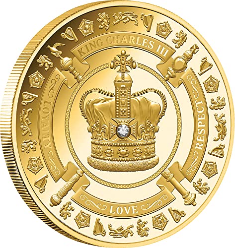 2023 Година Де Модерен Комеморативен Пауеркоин Кралот Чарлс Трети Круна За Крунисување 1 Мл Златник 100$ Ниуе 2023 Доказ