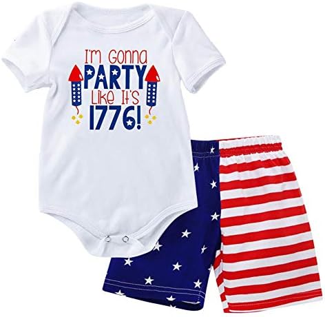 Моето прво 4 -ти јули новороденче момче 2 парчиња облека на Ден на независност постави патриотско американско знаме кратки