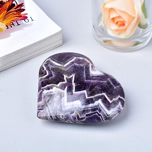 Mogemt 90-95mm сон аметист срце кристал голема дланка загрижена камен природен реики лекување кристален скапоцен камен подарок