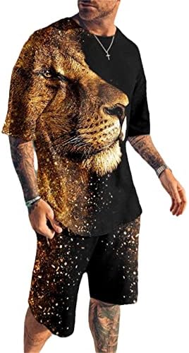 Летни лавови печати мажи поставува каузална маичка шорцеви за спортска облека за о-вратот за костуми за костуми за облека