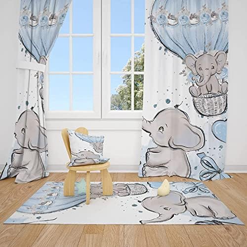 Слатки Слонови И Балони Бебе Момче Соба Завеси Расадник Завеси Прозорец Завеси