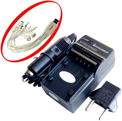 Itekiro AC Wall DC Car Battery Chit Chit за Panasonic DMC-FX7W + Itekiro 10-во-1 USB кабел за полнење