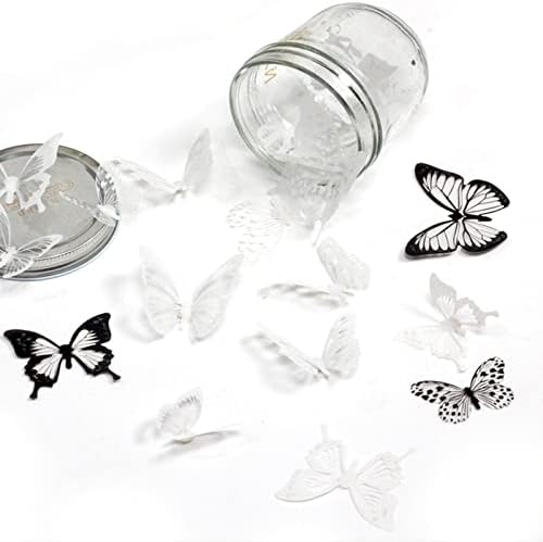 18 парчиња 3Д црна бела пеперутка wallидна декор налепници Отстранливи мурал пеперутки за домашна декорација дневна соба деца спална