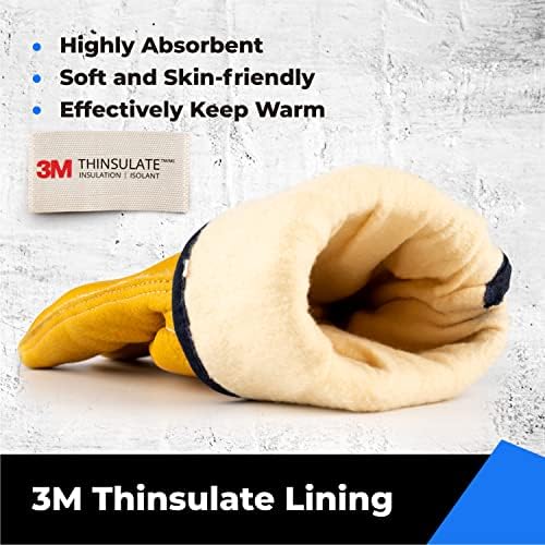 алатка за зимска кожна работа нараквици, топла 3М thinsulate обвивка за работа со ладно време, термички изолирани нараквици