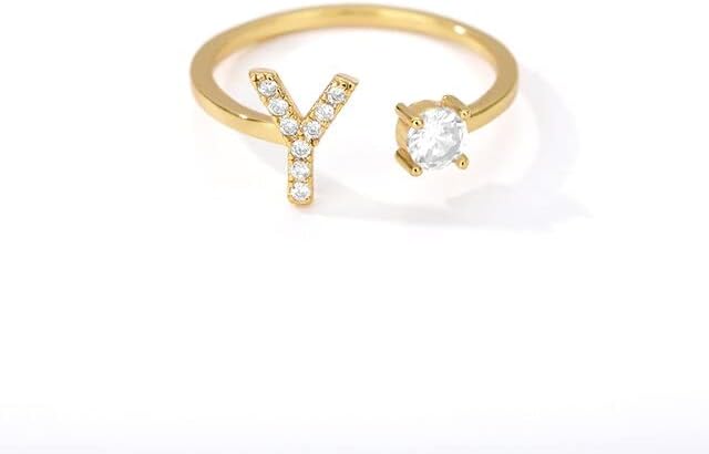 Почетни прстени за Flexia за жени A-Z 26 Писма за прстенест со злато, азбука, женски накит за грил-X-61748
