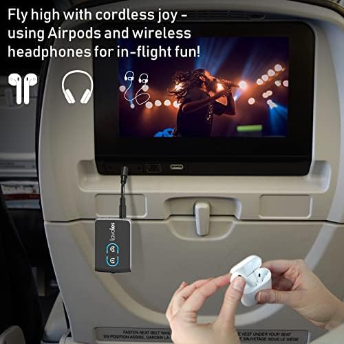 Lavales Bluetooth 5.2 приемник на предавателот за лет ТВ до 2 AirPods/Слушалки, Bluetooth адаптер за дигалки од 3,5 mm на авион,