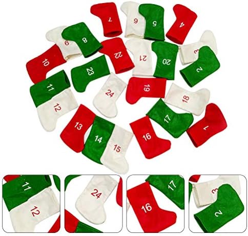 24 парчиња Божиќни Украсни Чорапи Одбројување Календар Божиќ Виси Орнаменти Божиќни Украси
