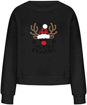 Божиќна џемпер жени грда Божиќна снежна џемпер графички графички кошули со врвови на врвови на екипажот со долг ракав пад пулвер