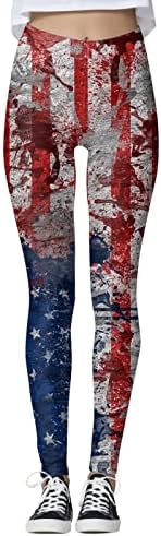 Американски хеланки на знамето за контрола на женските стомаци на стомакот, патриотско американско знаме, удобни лесни атлетски јога спортови за џогирање