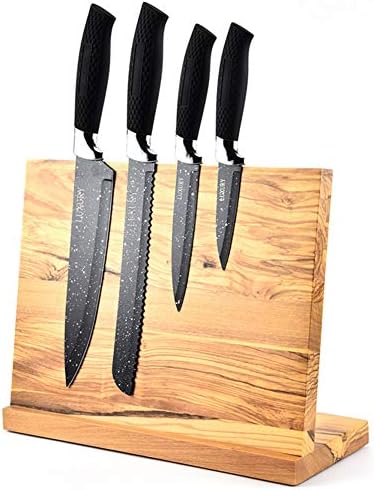 Lunchbox.com Магнетен Нож Од Маслиново Дрво Блок/Држач, Држач За Нож За Чување Домашен Нож, Алатки За Организација На Кујна,