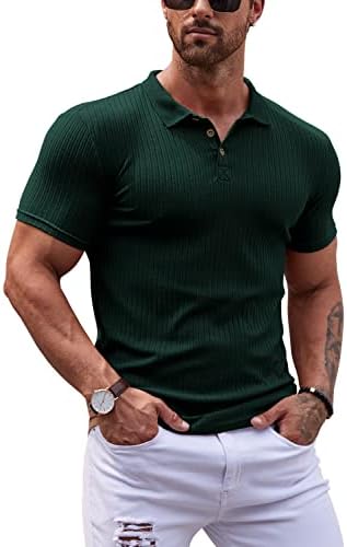 Yrw Мажјава маичка со кратки ракави за кратки ракави со цврста боја на половни кошули во боја, класични ребрести кошули за голф, кошула со