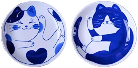 Дизајн на мачки на Minoutouki „Некочигура“ Средна плоча Мајк и Хачивер 2 сет на шема φ8 × H1.4in 11,8oz направен во Јапонија