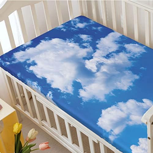 Небото тематски вграден креветче за креветчиња, стандарден сад за душек со меки дете за меки дете, вграден лист со душеци или