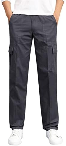 SGAOGEW MENS CARGO панталони Еластични половини за мажи мода случајно лабава памучна џеб чипка панталони комбинезони мајки подароци