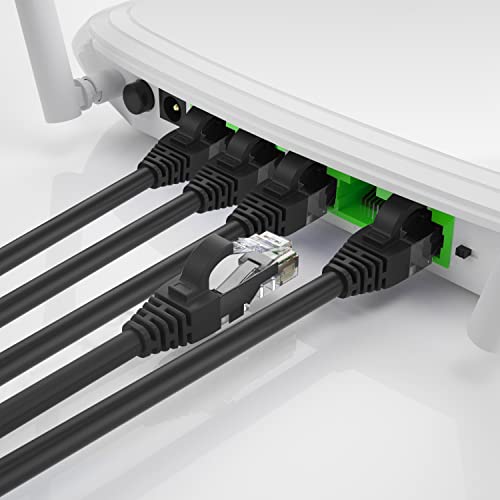 Adoreen CAT 6 Ethernet Patch Cable 0,6 FT-10 Pack-Black, Gigabit Интернет кабел со голема брзина CAT6 CAT 5E CAT 5 Краток RJ45 мрежен