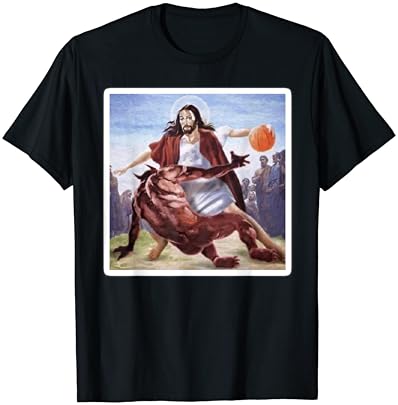 Исус ја преминува маицата за кошарка на сатаната