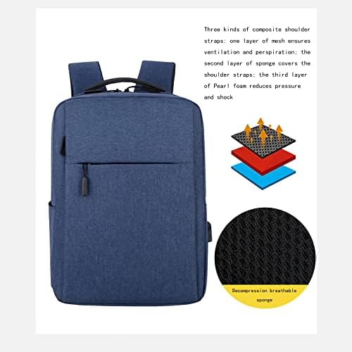 Патнички лаптоп ранец за мажи, компјутерска торба за колеџ отпорна на вода со USB порта, секојдневен пакет за бизнис