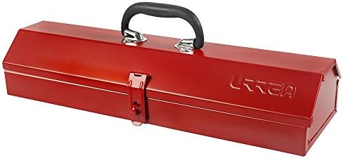 Кутија за алатки за метални метали - 18,8 x 6 x 3,6 кутија за складирање/организација со 24 мерачи и издржлива црвена завршница - 5496