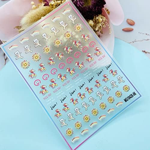 Мода хој продажба на јапонски стил Нова технологија Транспарентна карирана налепници за нокти картони мечки суви нокти декорации