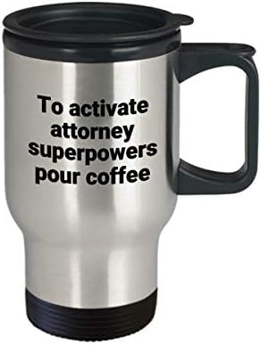 Адвокатска кригла за патувања - Смешна саркастична суперсила термичка изолирана не'рѓосувачки челик кафе -тамблер подарок