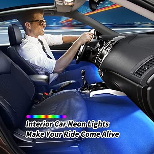 Led Светла За Автомобил, Цртичка Светла За Автомобил Внатрешни Неонски Светла лента Со Контрола На Апликацијата, RGB Под Цртичка