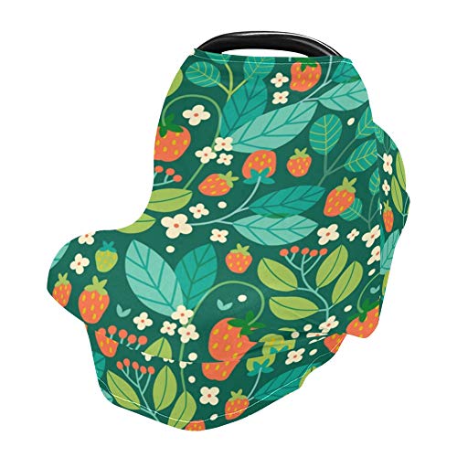 Yyzzh Природна шема на лисја гранка јагода цвет цвет цветна истегната бебешка седиште за автомобили, новороденче крошна медицинска
