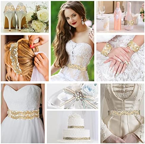 Свадбени rhinestones невестински појас кристал rhinestone hold златен свадба апликација сјаен венчален фустан, појас за појас за невестата
