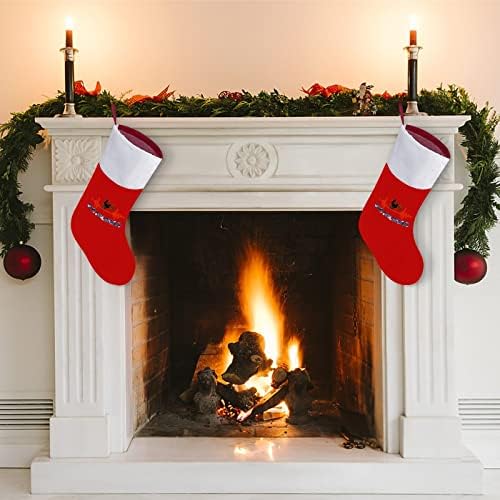 Мотокрос пулс на срцево пулс Божиќни чорапи црвен кадифе со бела торба за бонбони Божиќни украси и додаток на семејна забава