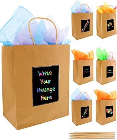 Комплет за фото -рамка со пурпурна бубамара за мозаик + 7 кафеави торби за подароци со панел за гребење за персонализирани пораки