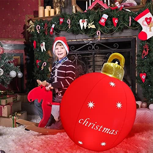 Божиќна топка од 24 инчи на надувување на надувување, осветлена на надувување на божиќна топка, 24 инчи голема надворешна Божиќна