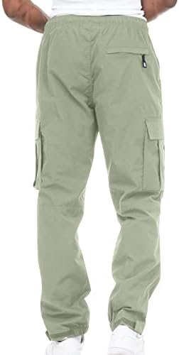 Озммјан карго панталони за мажи цврсти обични повеќекратни џебови еластична фитнес на отворено директно тип долги карго панталони панталони