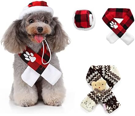 Шамија на кучиња бандани и празнични празнични празнични поставува кучиња зимски топла шамија сет најдобар подарок за кучиња