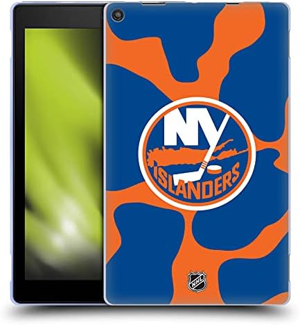 Дизајн на главни случаи официјално лиценциран NHL крава шема Newујорк Островци Меки гел кутија компатибилен со Fire HD 10