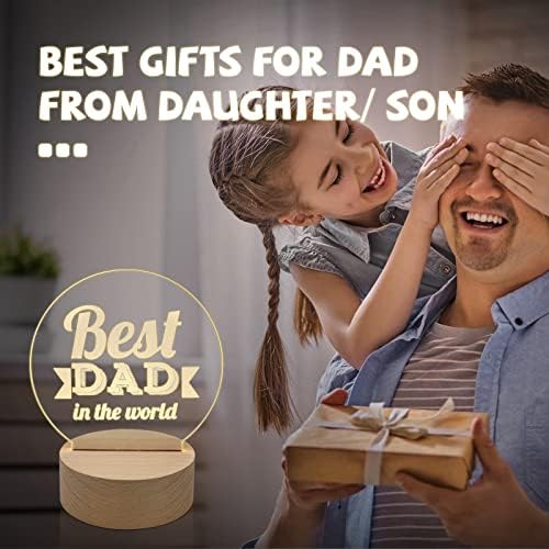 Дрво LED дисплеј база со акрилен лист, 2 пакувања дрвени осветлени USB LED светлосен база за Денот на таткото, Денот на мајката, најдобриот